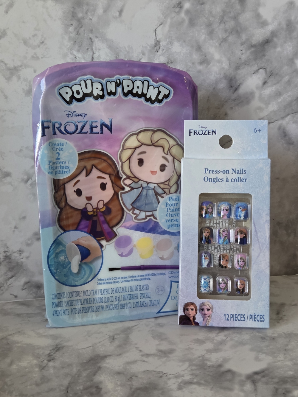Disney Frozen Pour N' Paint & Press-On Nail Set - Purple, Blue, Pink